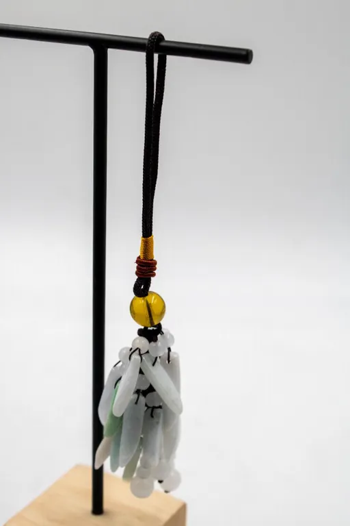 #102- NATURAL JADE JADITE & AGATE CAR HANGER