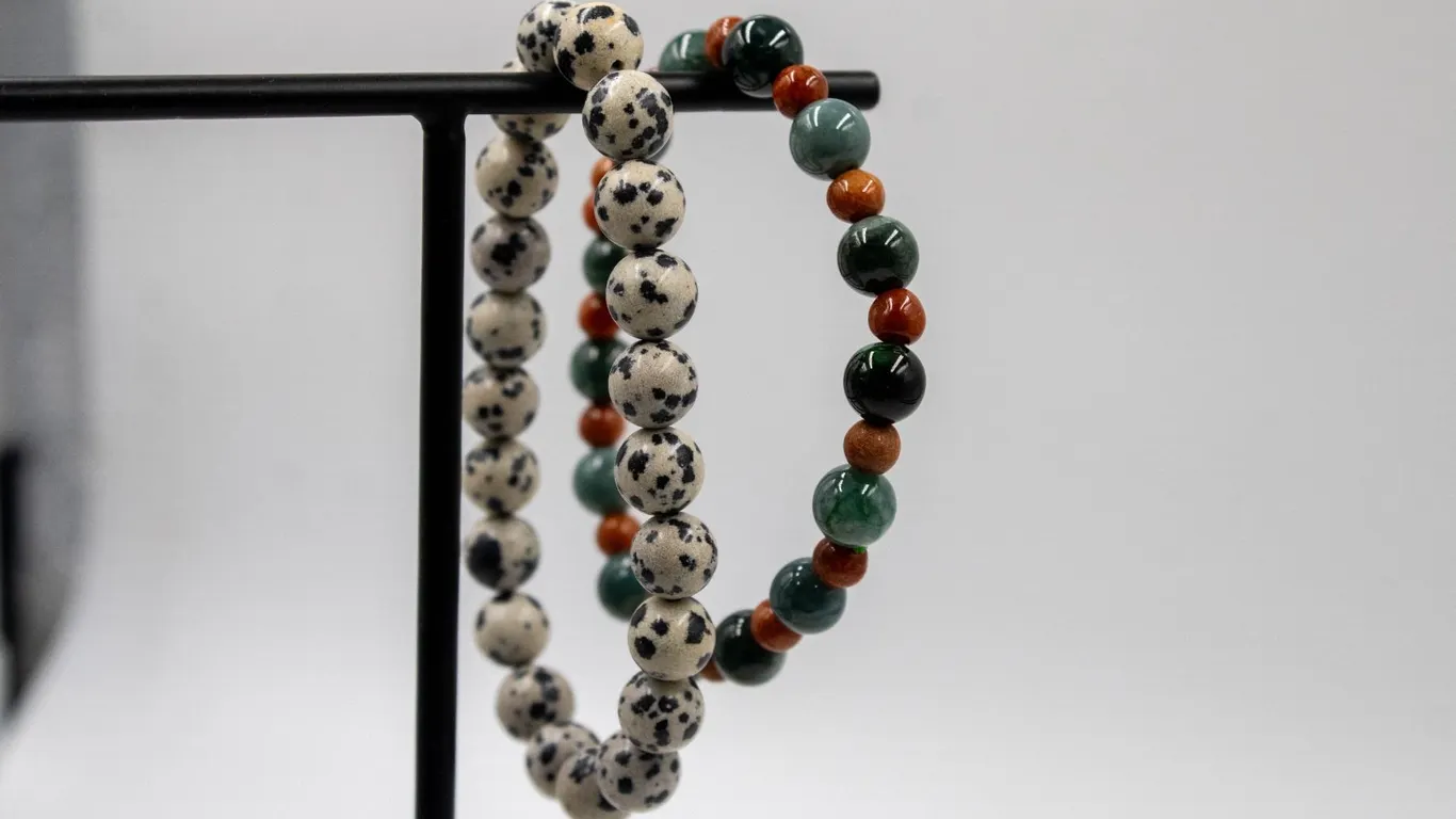 #76-NATURAL JASPER SPORT & JADE JADEITE BRACELET