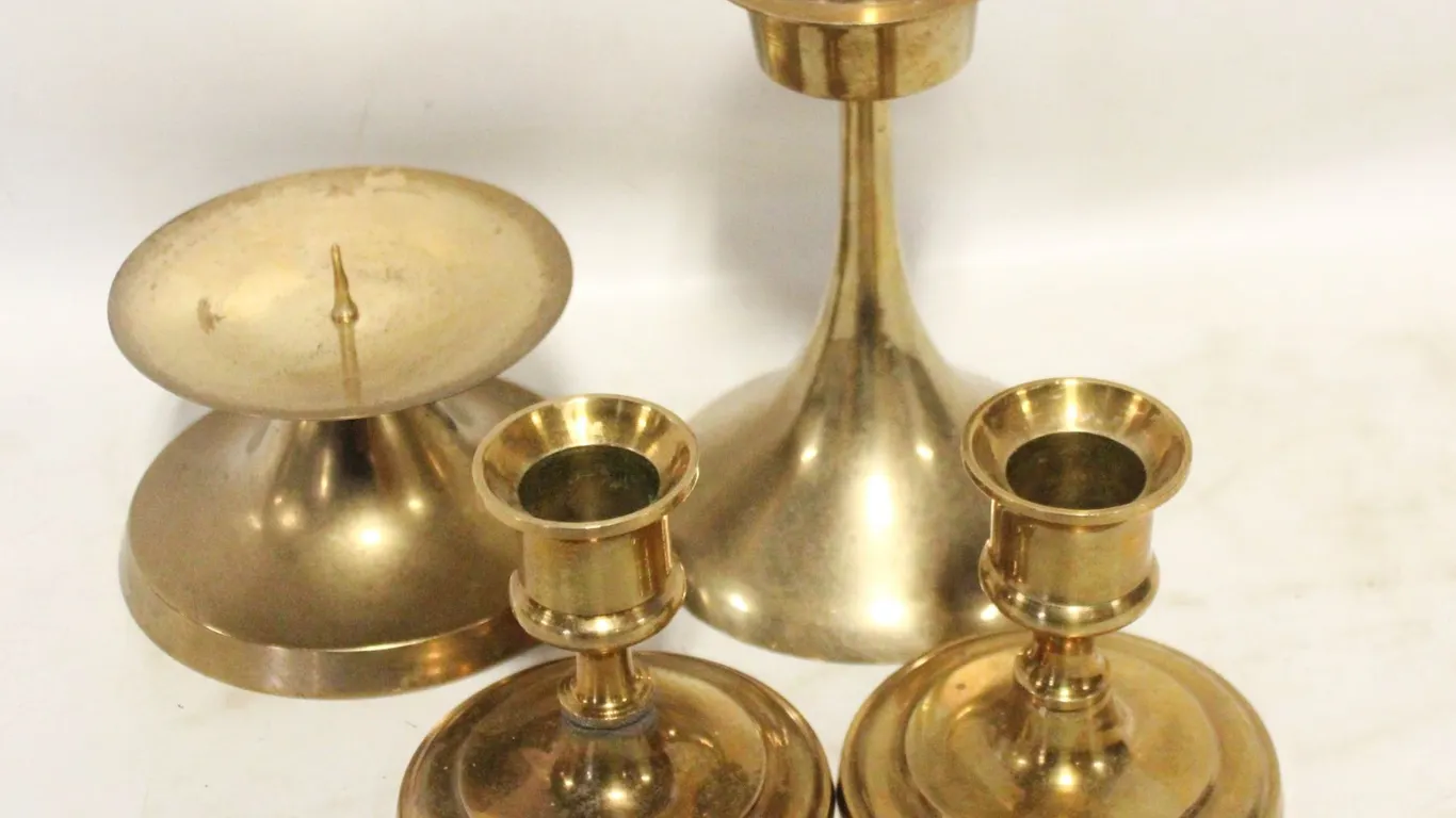 (4) BRASS CANDLE HOLDERS