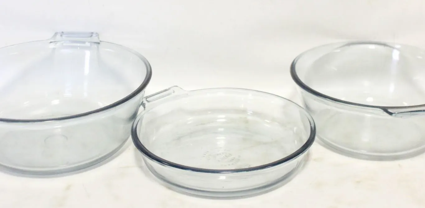 3 VINTAGE PYREX FLAMEWARE BOWLS