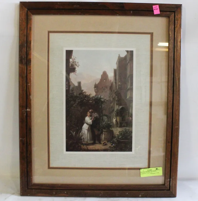 VINTAGE FRAMED ART PRINT "FAREWELL" 26" X 19"