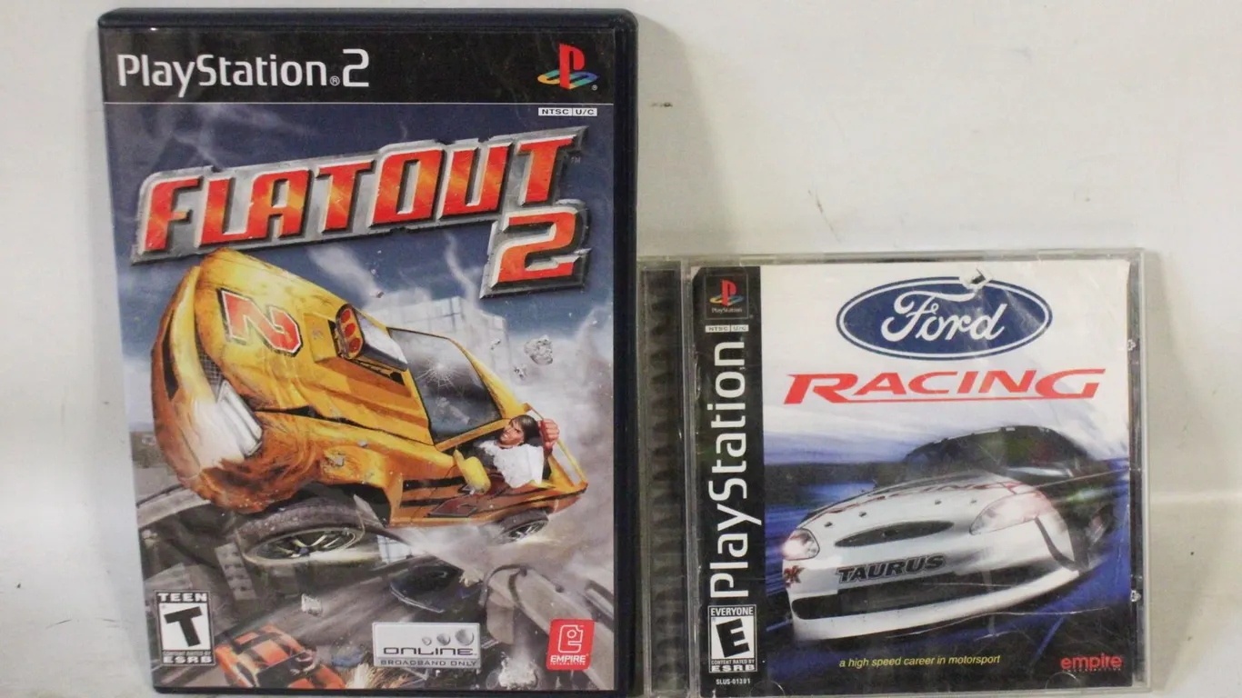 FORD RACING PS1 & FLATOUT 2 PS2 VIDEO GAMES