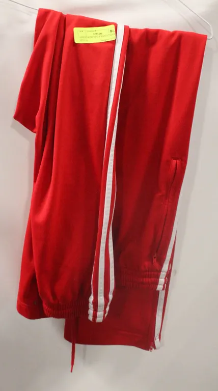 ADIDAS RED TRACK PANTS (ADULT SMALL),