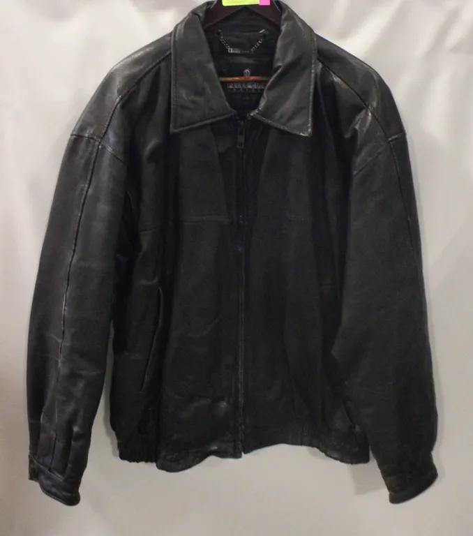 MENS LG PELLE CUIR HEAVY LEATHER JACKET