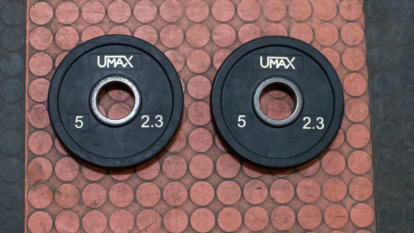 BAILIFF SEIZED: 2X UMAX RUBBER WEIGHT PLATES - 5LB