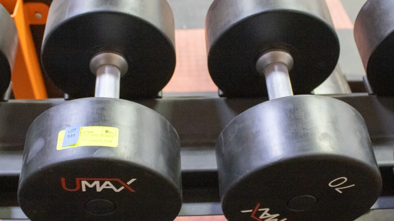 BAILIFF SEIZED: 2X UMAX RUBBER DUMBBELLS 70LB