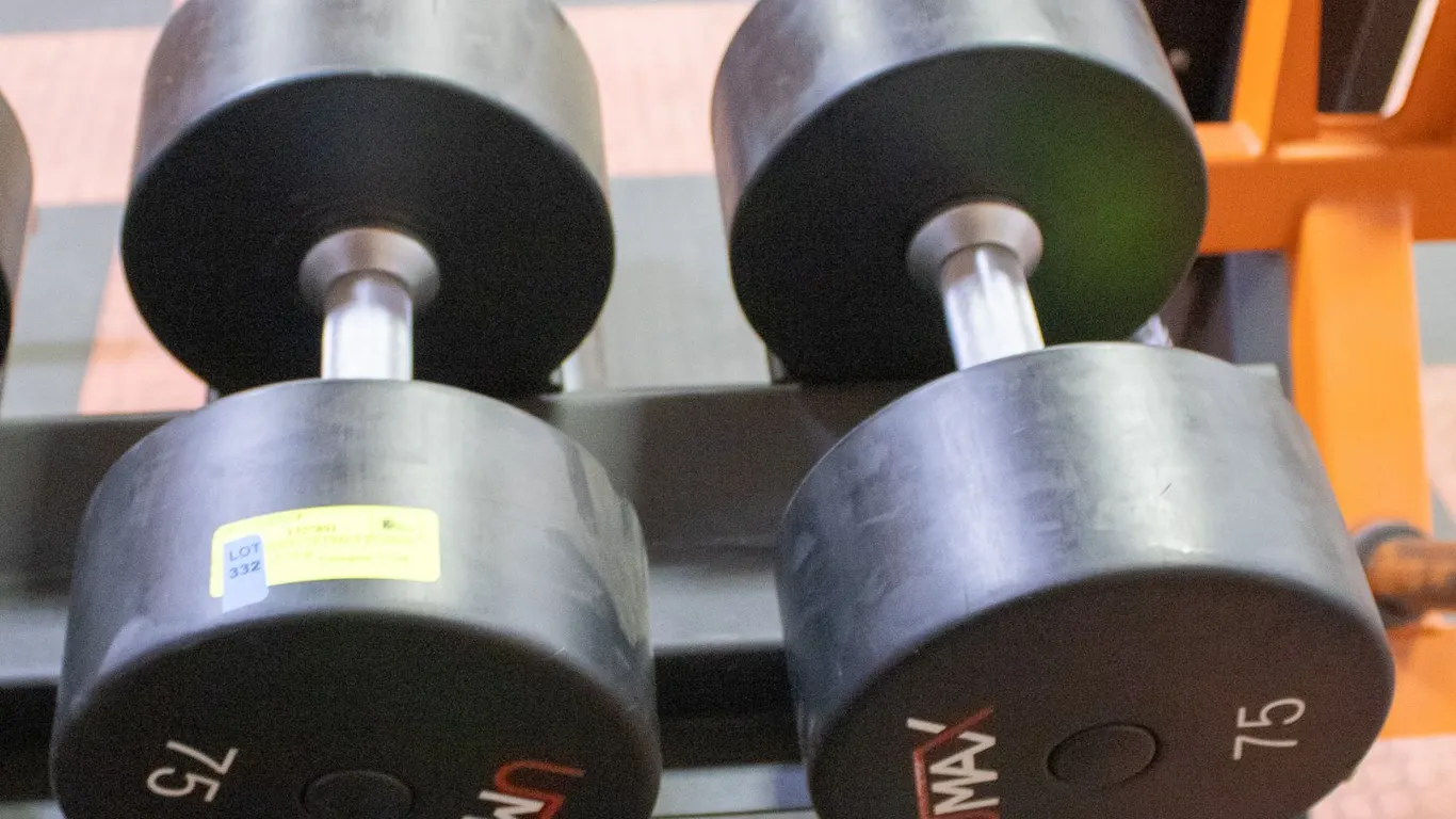 BAILIFF SEIZED: 2X UMAX RUBBER DUMBBELLS 75LB