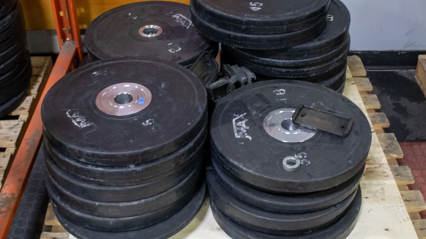 BAILIFF SEIZED: PALLET OF 45LB OLYMPIC WEIGHT