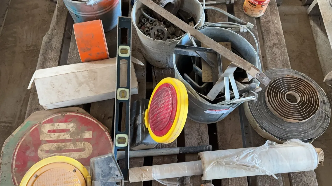 Traffic Signs, Warning Lights & Hardware Assortment Lot