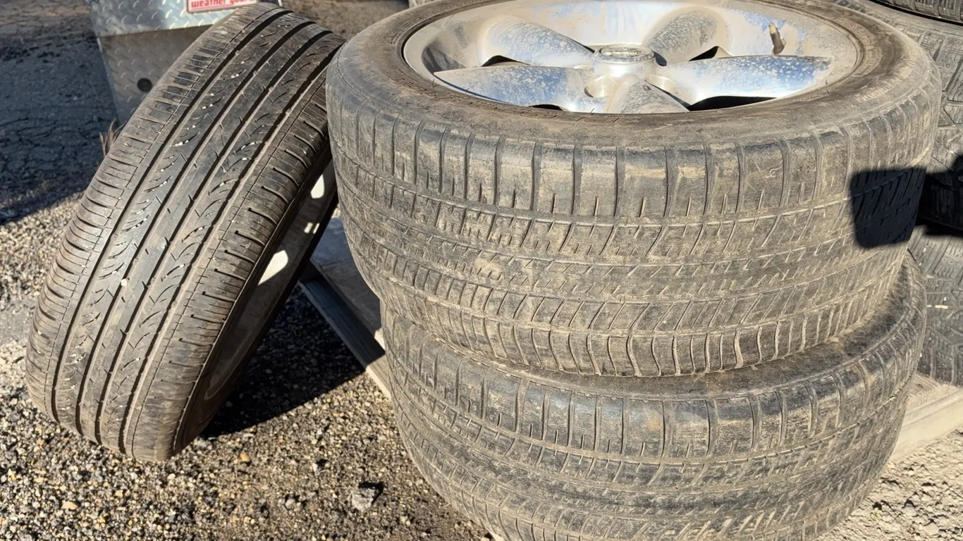 Mixed Lot of 3 Tires on Alloy Rims: (2) Ford Mustang 235/50ZR18 Tires & (1) Hyundai 205/65R16 Tire