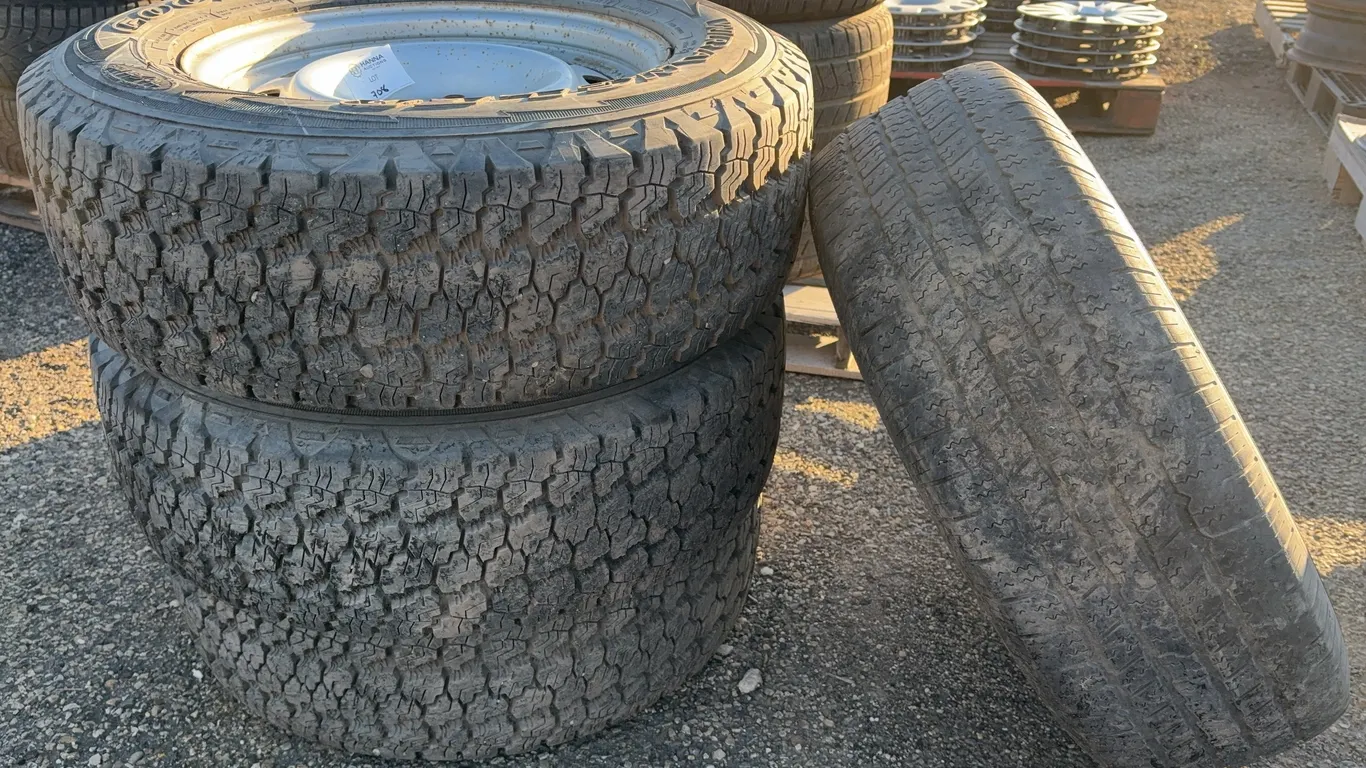 Set of 4 Goodyear Wrangler Duratrac Tires on Steel Rims - LT245/70R17