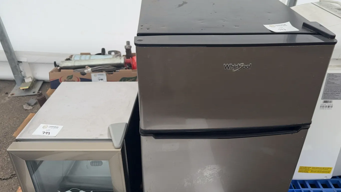 Whirlpool Mini Refrigerator & Red Bull Glass Door Beverage Cooler