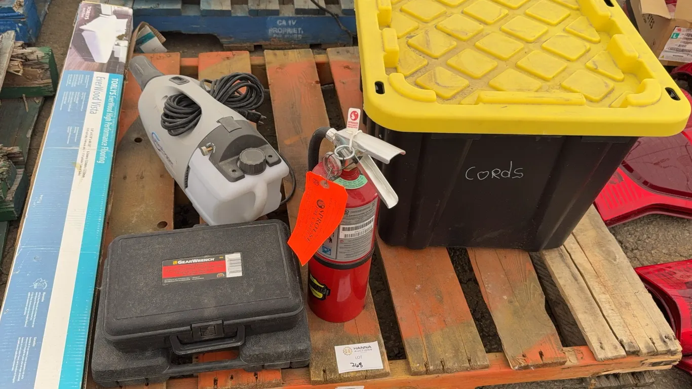 Chicago Pneumatic Air Hammer Kit, Extension Cords, Fire Extinguisher & Miscellaneous Tool Lot