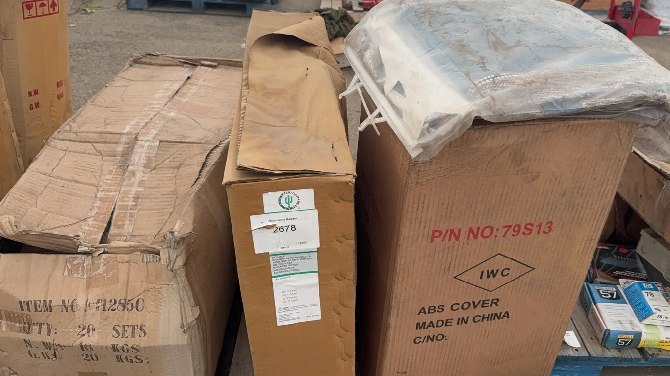 Automotive Parts Inventory Lot Featuring Radiator Components, Carpet Kits & Miscellaneous New Old St