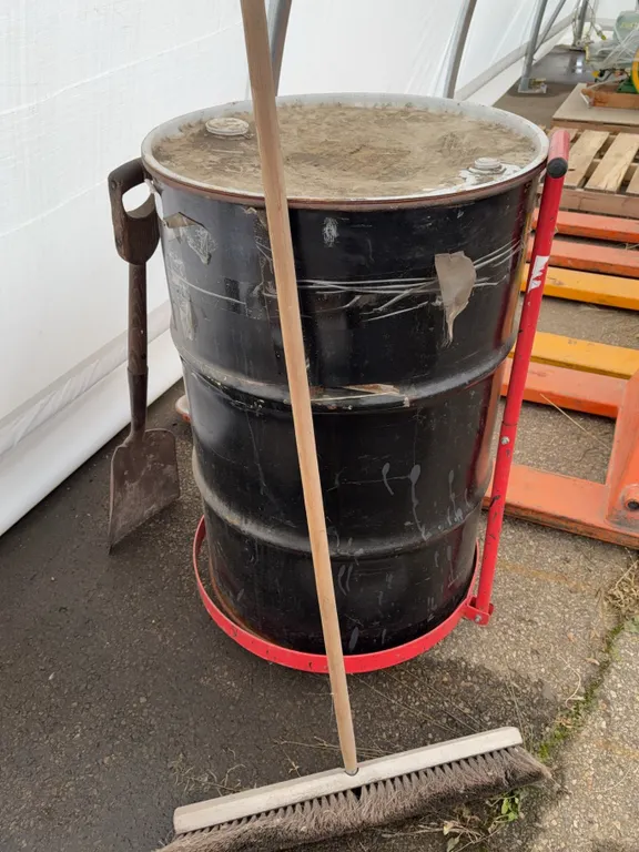 55-Gallon Drum with Carriage and Misc.
