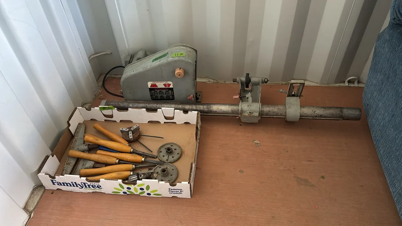 Wood Lathe w/ Tools & Electric Industrial Fan, Marked 11 (P10-SCB-S2272)