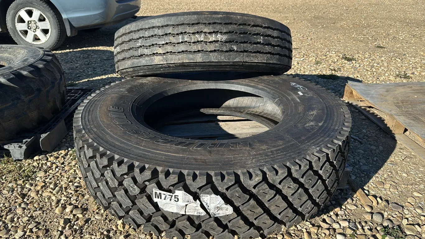 Goodyear 285/75 24.5 Stear Tire, Unused, Load Rge G 357, Bridgestone 11-24.5 M 775 V Steel Load Rge H, Unused, Both 16ply (P10-R10-S1136)