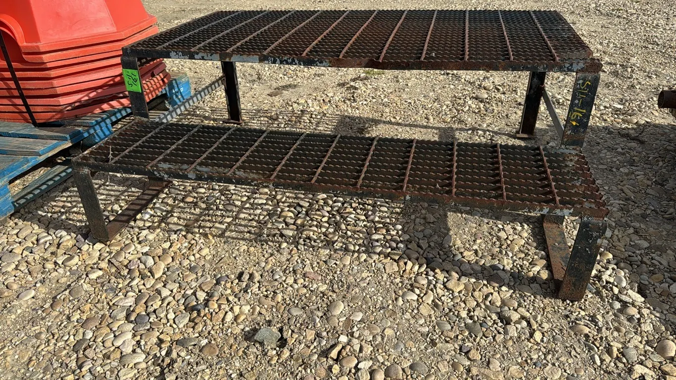 Two-Step Steel Grating Stair Platform 48" Wide x 16" High, Marked 161 (P10-R5-E-S11)