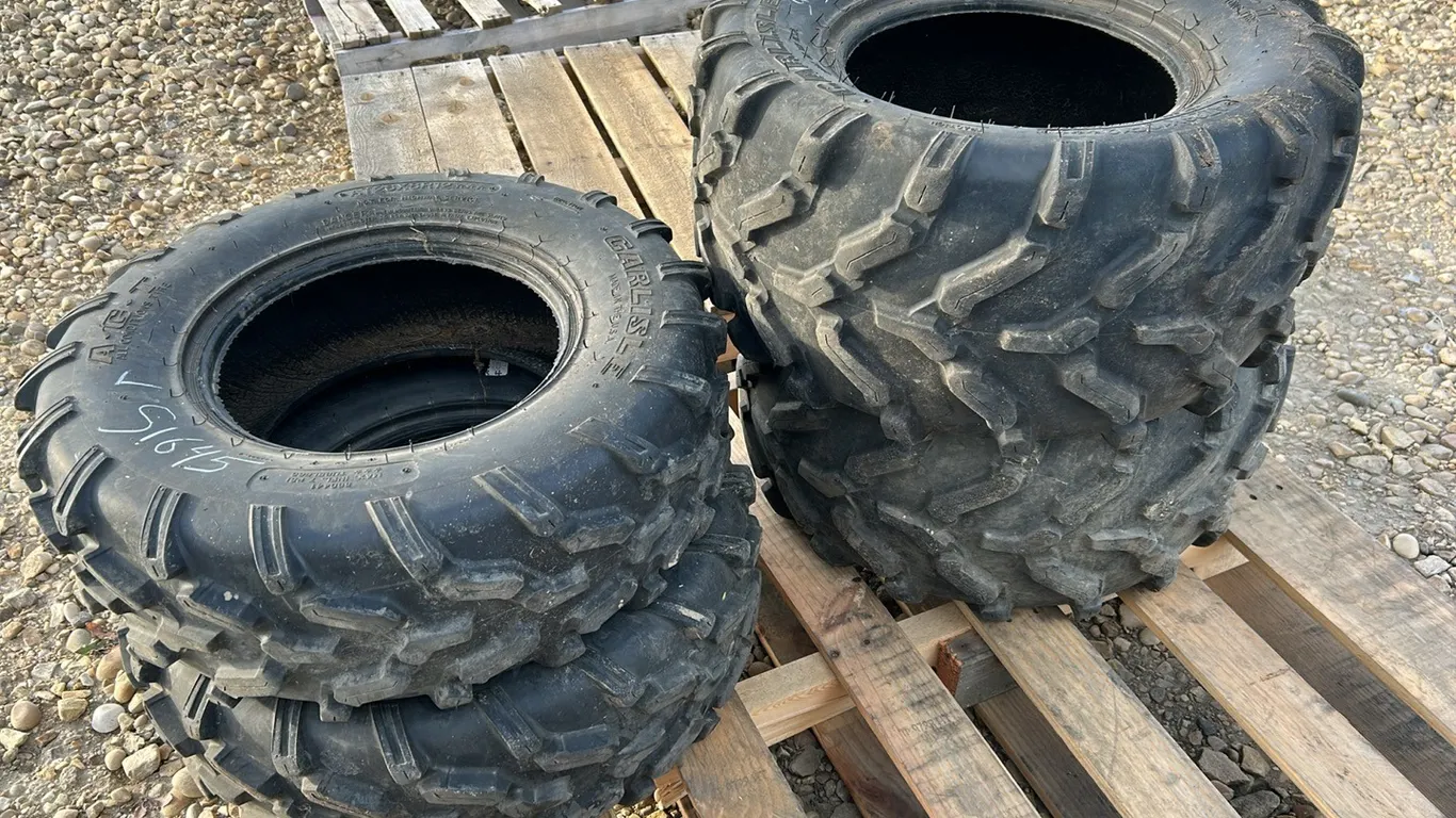 4 Qty ATV Tires off Yamaha Two Different Sizes w/Hubcaps & Rims (P10-R10-E-S1645)