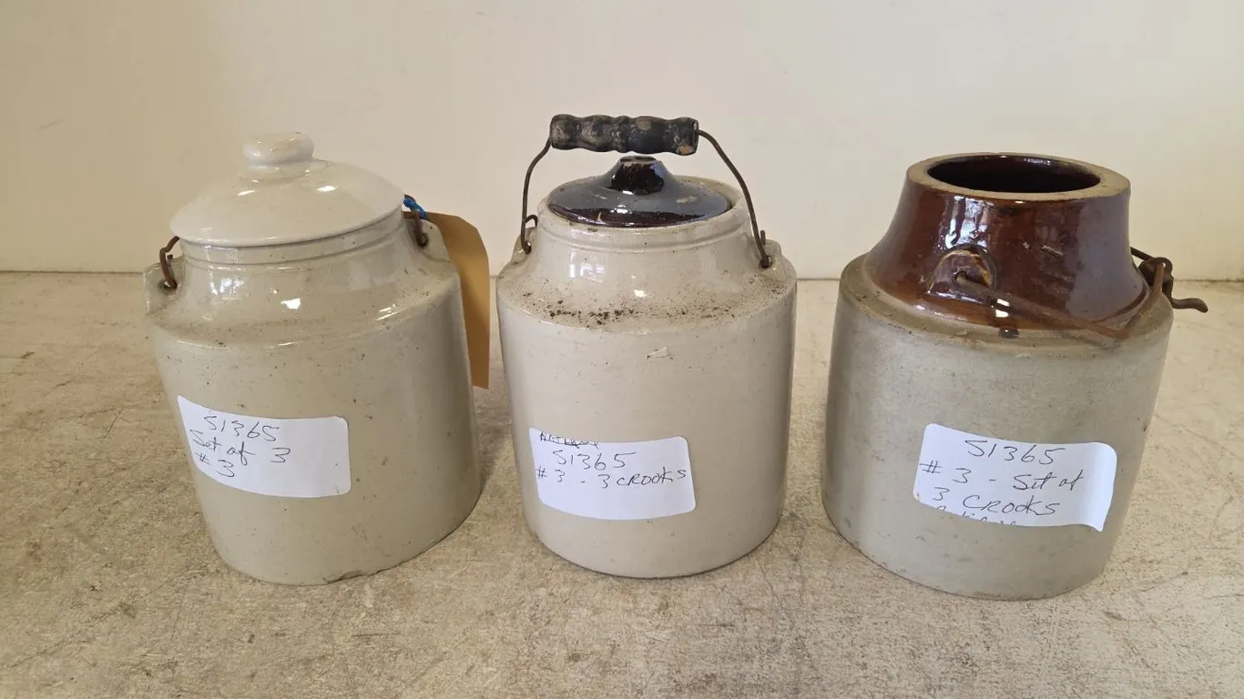 3 Clay Crocks, Marked 3 (P9-G-S1365)