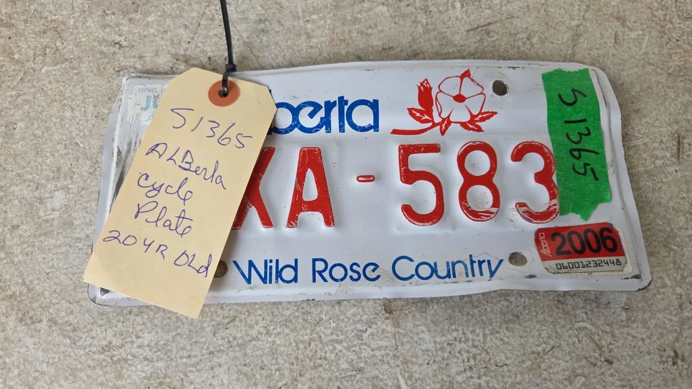 Alberta Cycle Plate Marked K (P9-K-S1365)