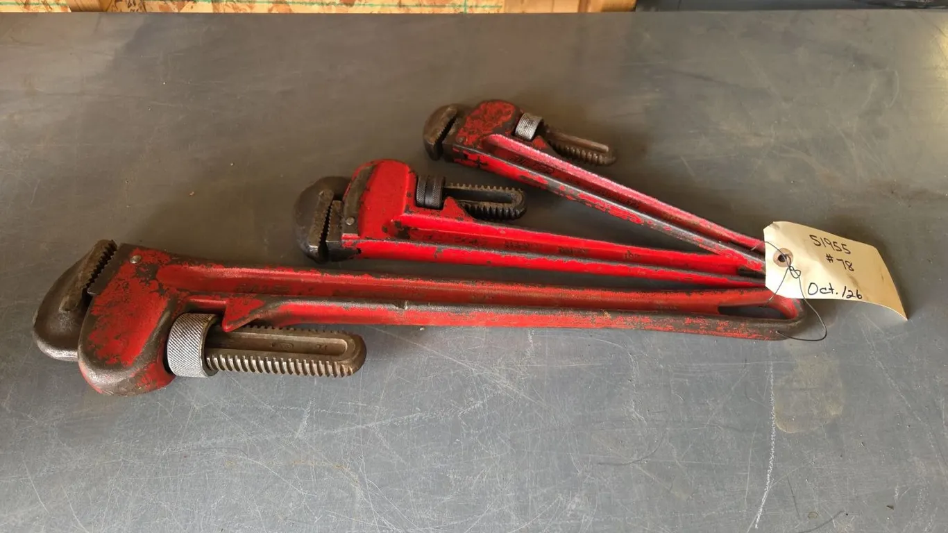 Pipe Wrenches 14", 18", 24", Marked 78 (P9-B-S1955)