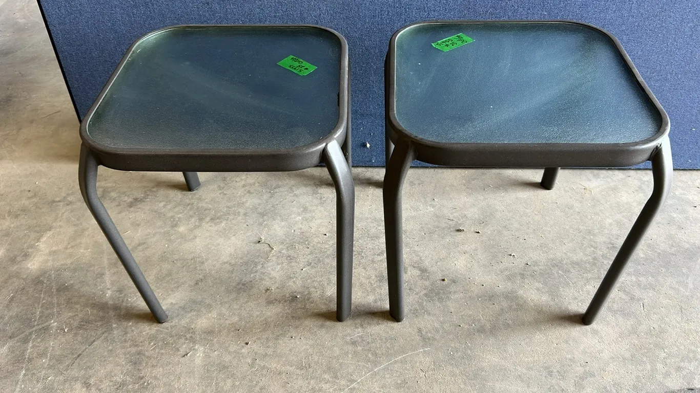 2Qty Small Tables w/Glass Tops, Item 25 (P9-Y-S1955)