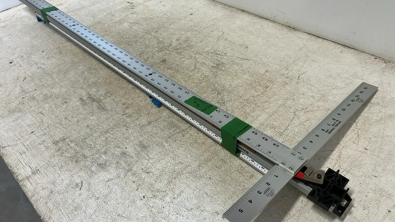 Aluminium T-Square, 2 Qty Aluminium Clamping Straight Edge, Wooden Yard Stick & Metal Square, Item 76 (P9-B-S1955)