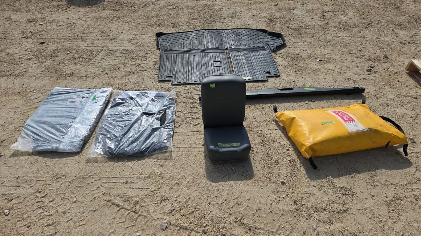Boat Seat, Road Side Spill Kit & Tacoma Floor Matts, Marked 8 (P9-Out-G-S2304)