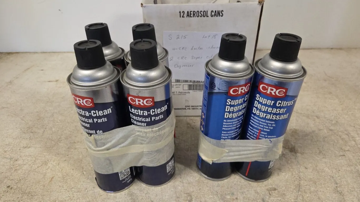 4 Qty CRC Lectra Clean Electrical Parts Cleaner, 2 Qty CRC Super Citrus Degreaser, Marked 18 (P9-M-S215)