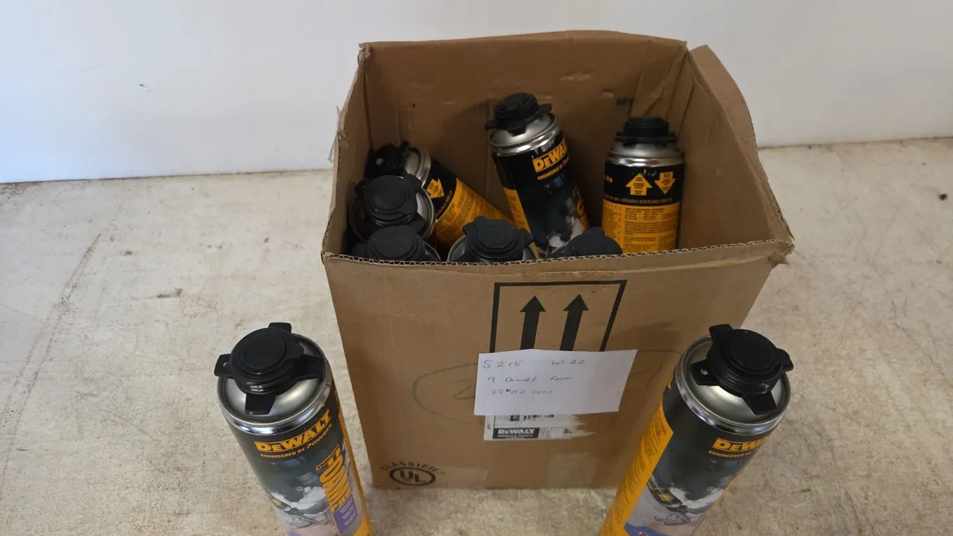 9 Qty DeWalt Trigger Foam Pro 29oz Cans, Marked 22 (P9-A1-S215)