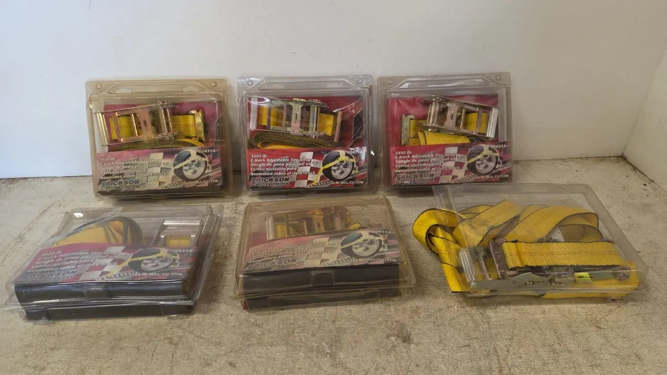6 Qty 3,500lb E-Track Adjustable Tire Straps, Marked 24 (P9-Y-S215)