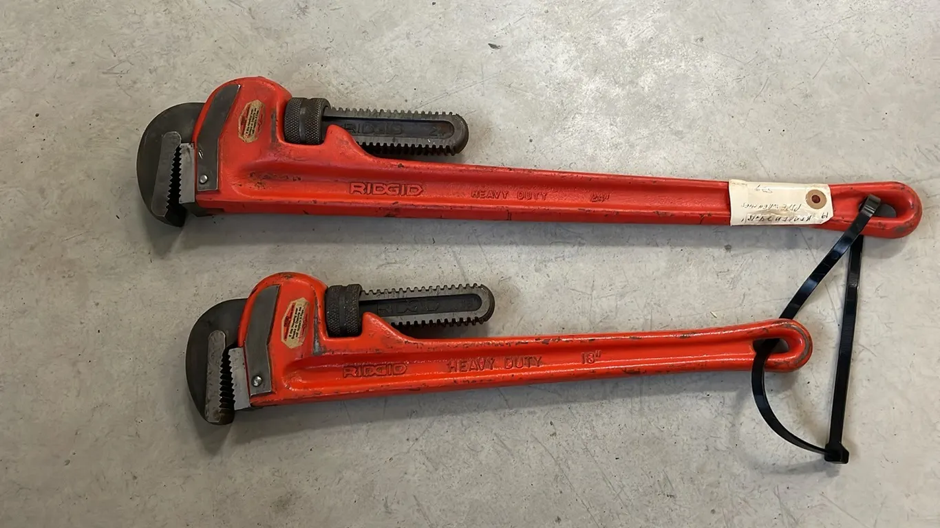 Ridgid 18" & 24" Pipe Wrenches, Marked #19 (P2-NWT4-S39)