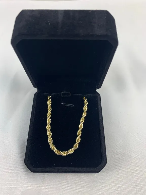 New 14K Gold Plated 4.0mm Twisted Rope Necklace - 23.5" Long, Marked 7 (P6-S1994)