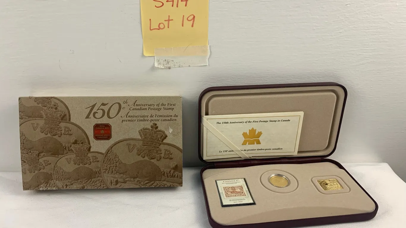 Silver 92.5% Covered with 24Kt Gold $0.03 Canadian Coin & Stamp Set 2001 Anniversary of the First Postage Stamp, Item #19 (P6-S414)