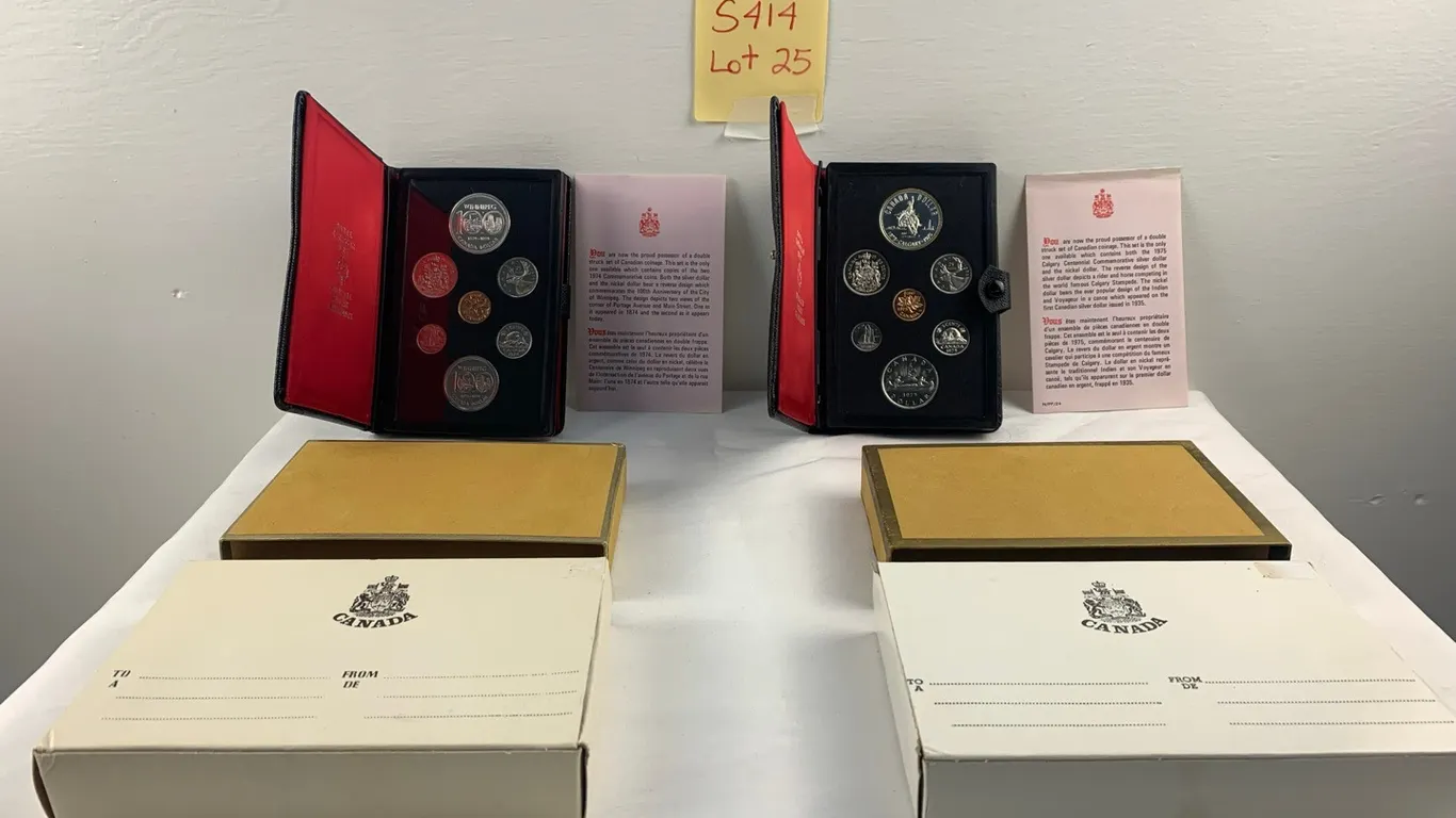 Silver Dollar (1 in Each Set) Double Dollar Uncirculated Specimen Sets 1974, 1975, Item #25 (P6-S414)