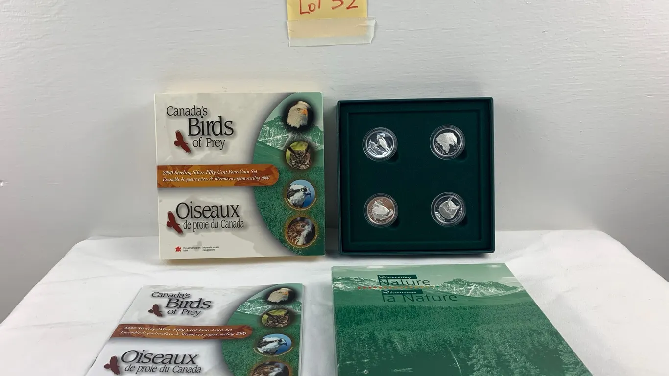 Silver 92.5% $0.50 Canadian 4-Coin Set Canada's Birds of Prey 2000, Item #32 (P6-S414)