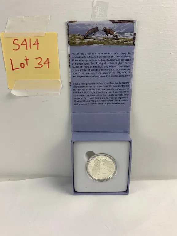 Silver 99.99% $100.00 Canadian Coin 2014 The Bighorns, Item #34 (P6-S414)