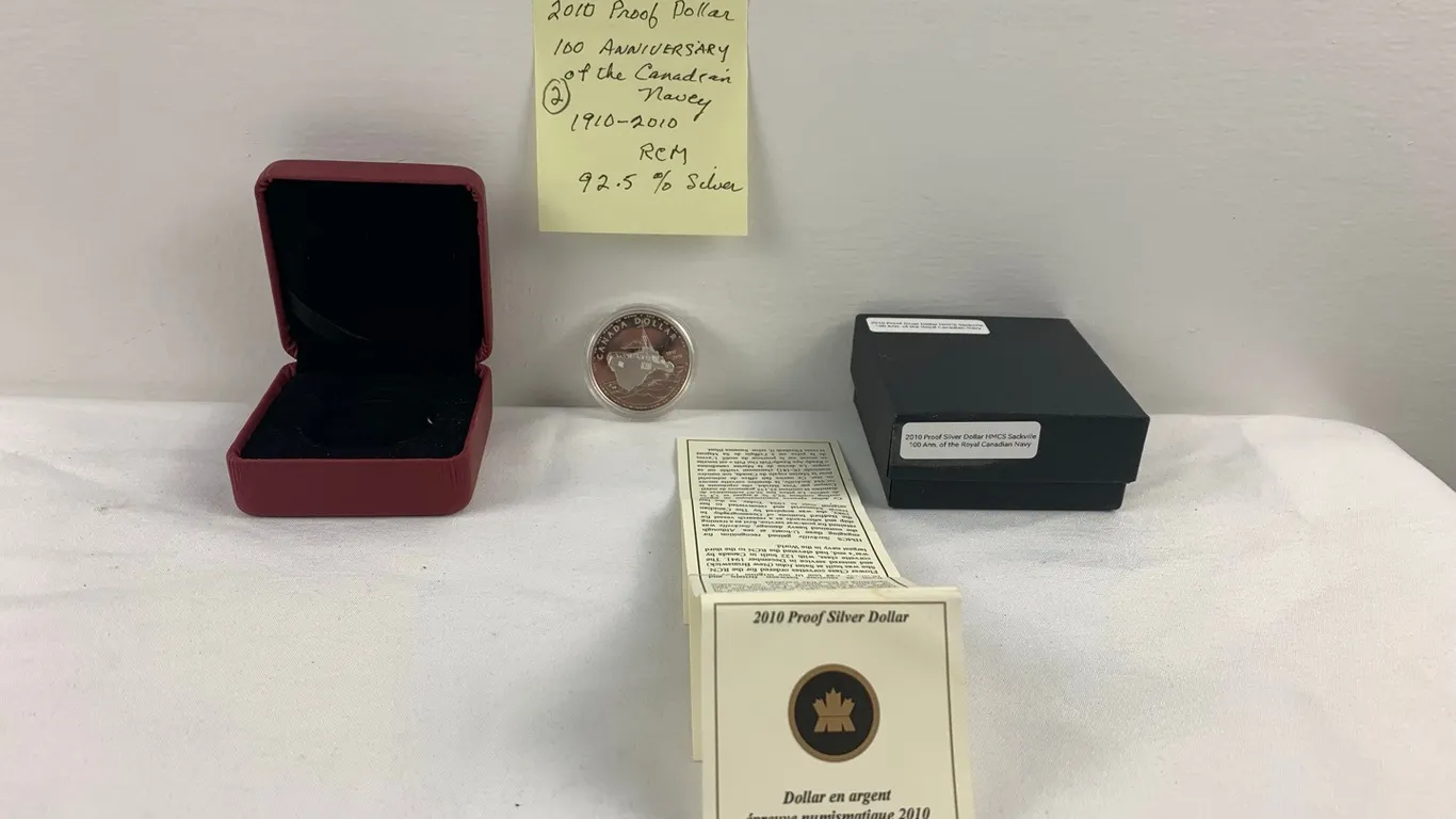 2010 Proof Dollar, 100 Anniversary of Canadian Navy, 1910 - 2010, RCM 92.5% Silver, Item #2 (P6-S1656)