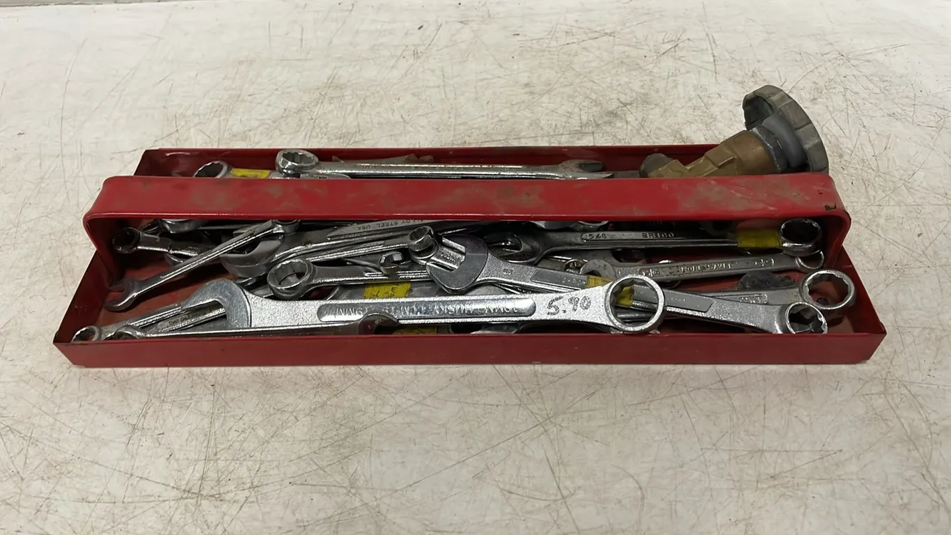 Red Tray of Propane Valve and Assortment of Wrenches, Unused As Per Seller (P3-WWS6-S1999)