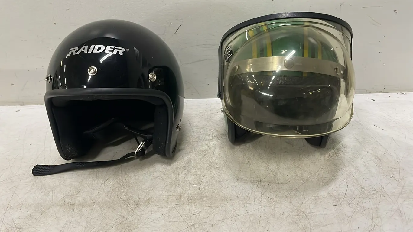 2 Motorcycle Helmets, Marked 25 (P3-WWS8-S11)