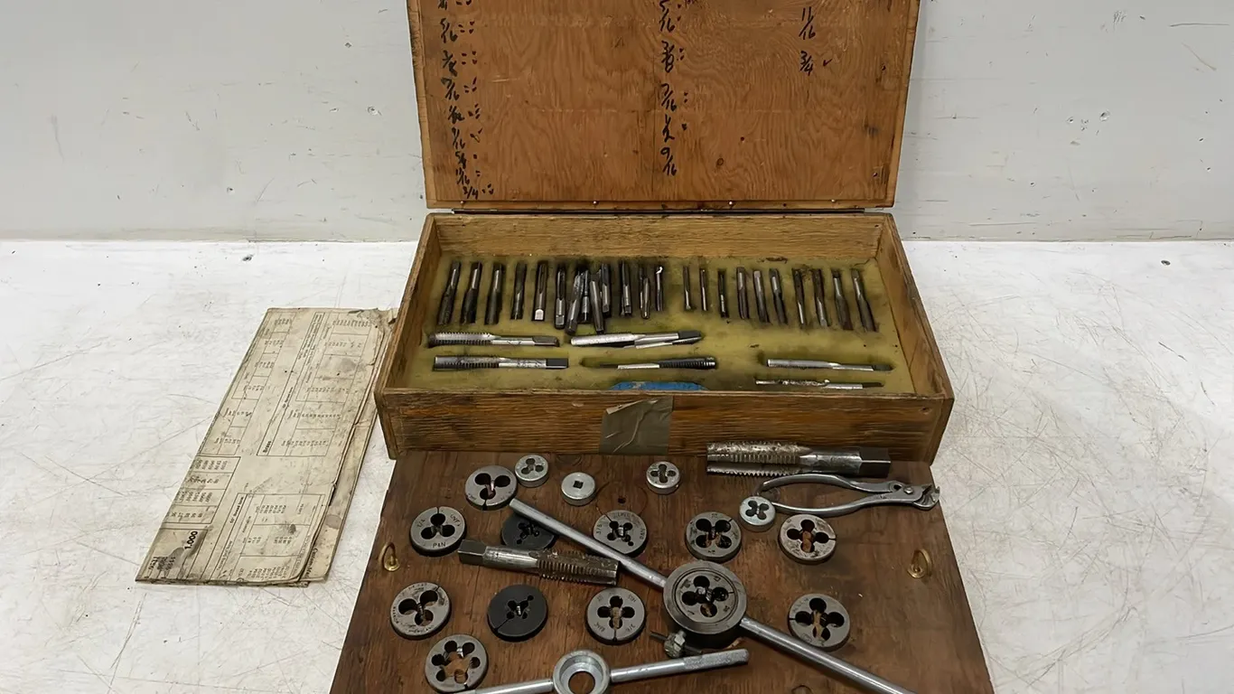 Wood Box of Tap & Dies, Marked A (P3-T1T3-S2174)