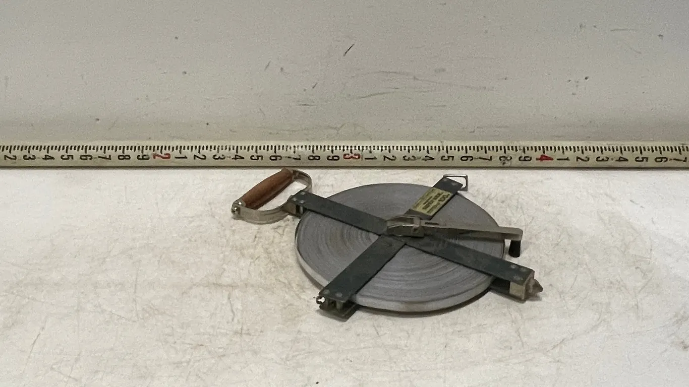 Vintage Survey Rod and 100 Meter Tape Measurer, Item #32 & #33 (P3-SWFL-S1557)