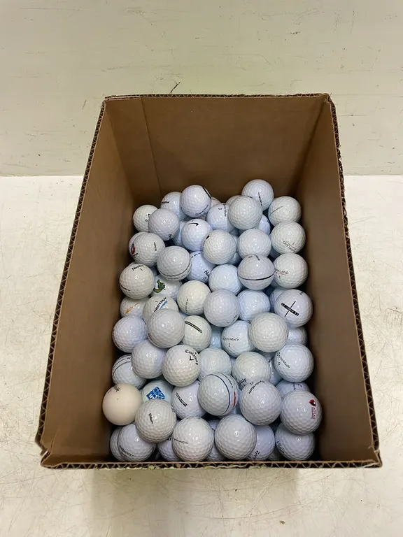 Box of Approx 150 Assorted, Experienced, Washed Golf Balls, Marked B (P3-R1T10-S2214)