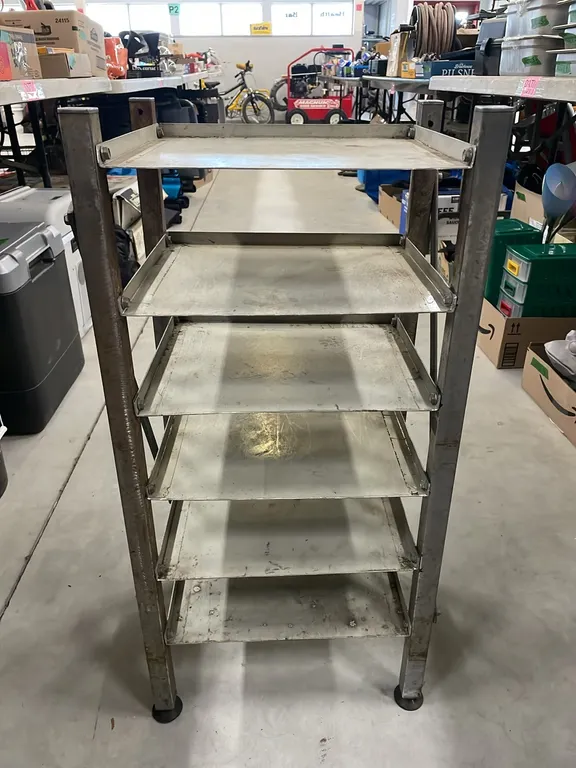 Small Metal Shelf, Approx 30”H x 14 3/4”W x 10 1/2”D, Item #4 (P3-R2T5-S2212)