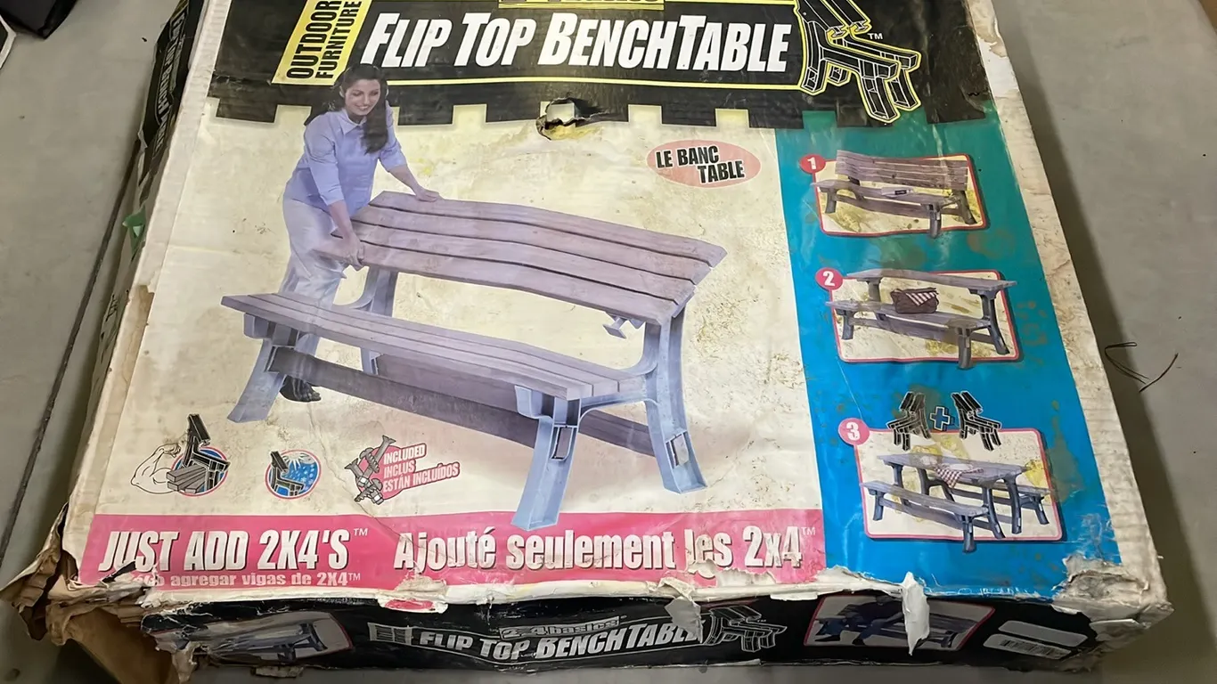 Flip Top Bench Table Combo Kit, New In Box As Per Seller, Item #5 (P3-R2T7-S2316)