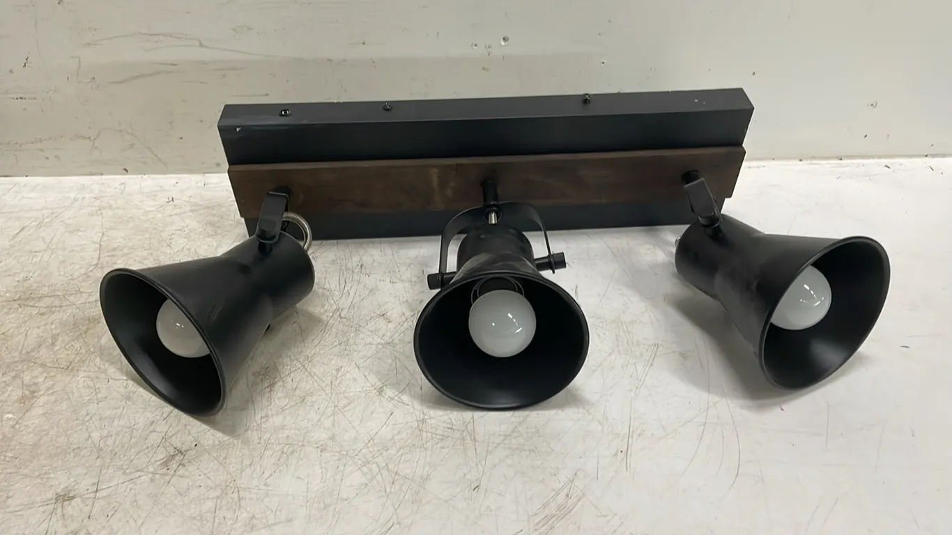 3 Light Fixture, Matte Black, Item #9 (P3-R2T7-S1074)