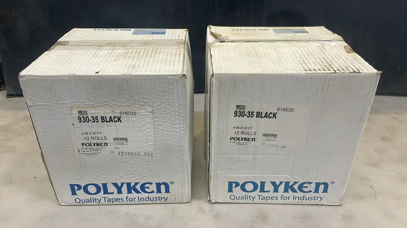 2 Boxes of Polyken 930-35 Black Pipeline Tape, 4" x 50Ft Per Roll, 12 Rolls Per Box, Factory Sealed Boxes, Marked B (P3-R3T9-S2336)