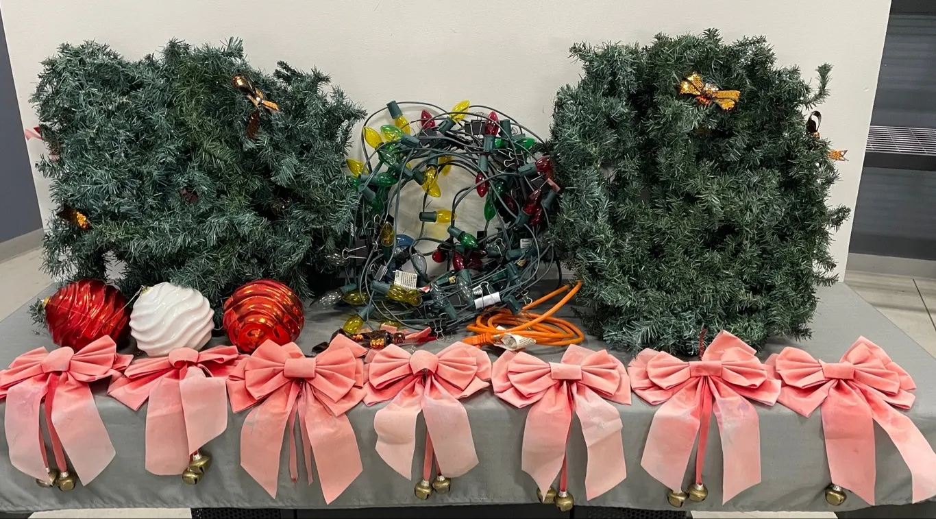 Assorted Outside Christmas Garland with Outside Lights, Marked #23 (P4-SWS1-S1074)