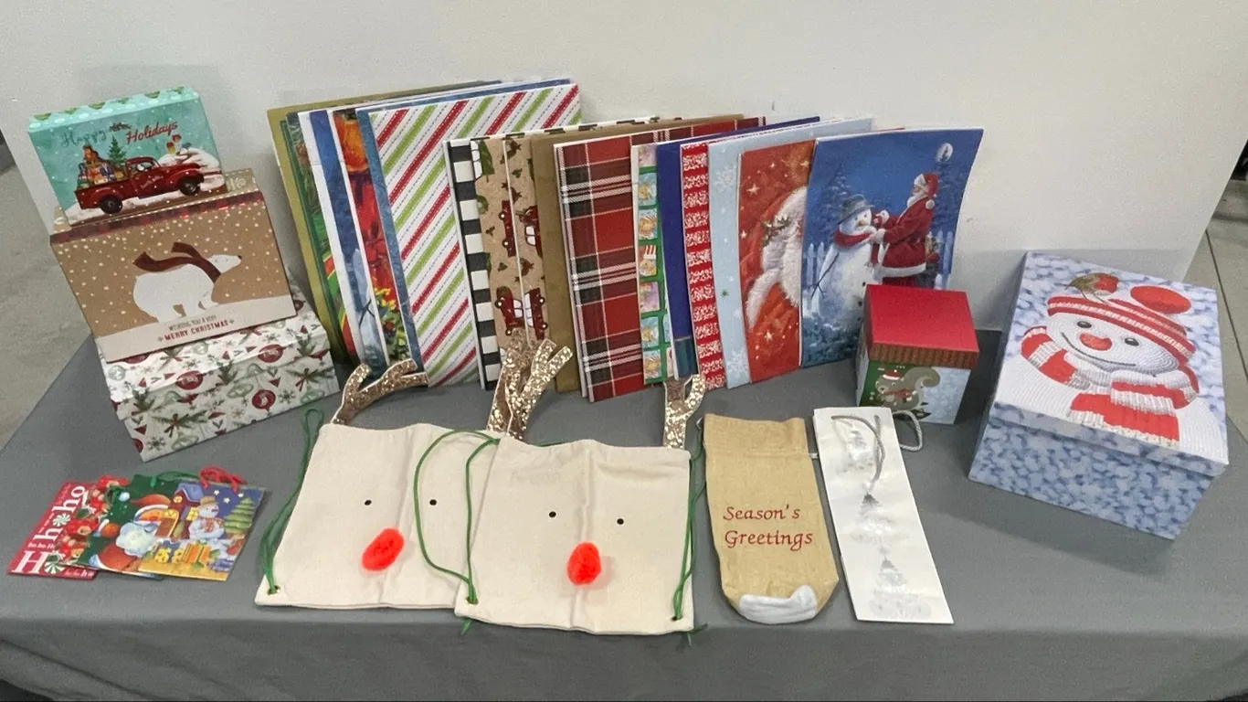 Assorted Christmas Gift Boxes and Bags, Marked #24 (P4-SWS1-S1074)